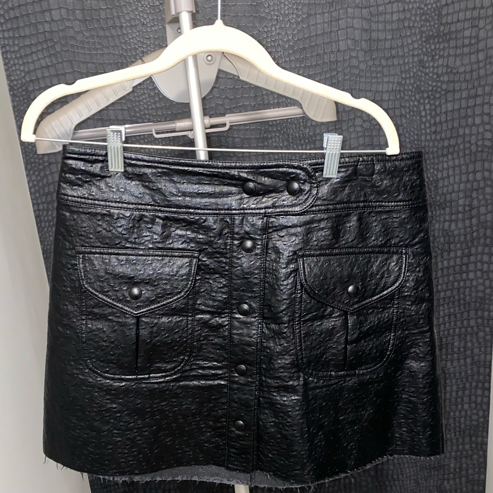Black Leather Textured mini skirt